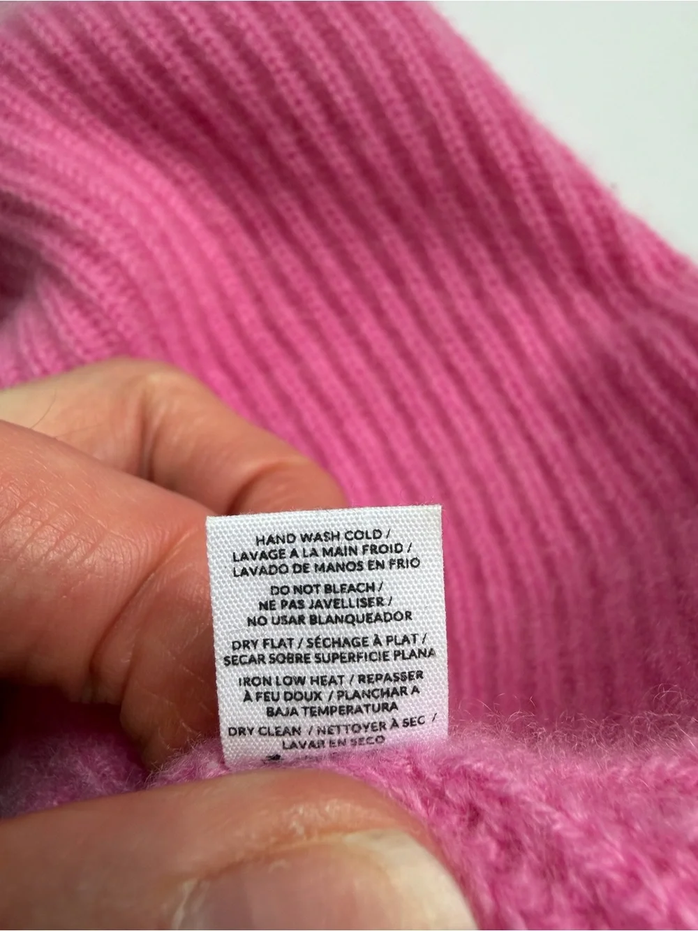 NAADAM 100% Cashmere Pink Rib Knit Cuffed Beanie Hat One Size